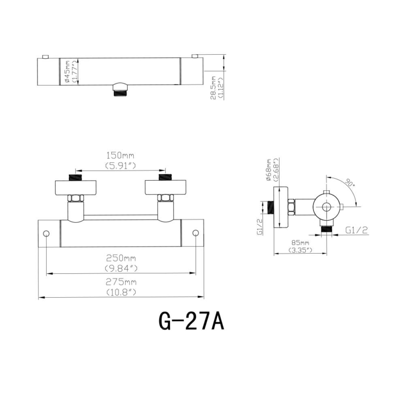 SIZE OF best thermostatic shower valve