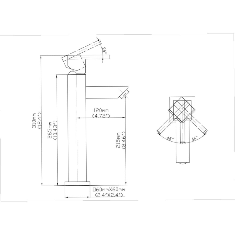 size of Best square bathroom faucet