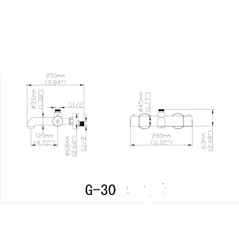 SIZE OF anti scald shower faucet