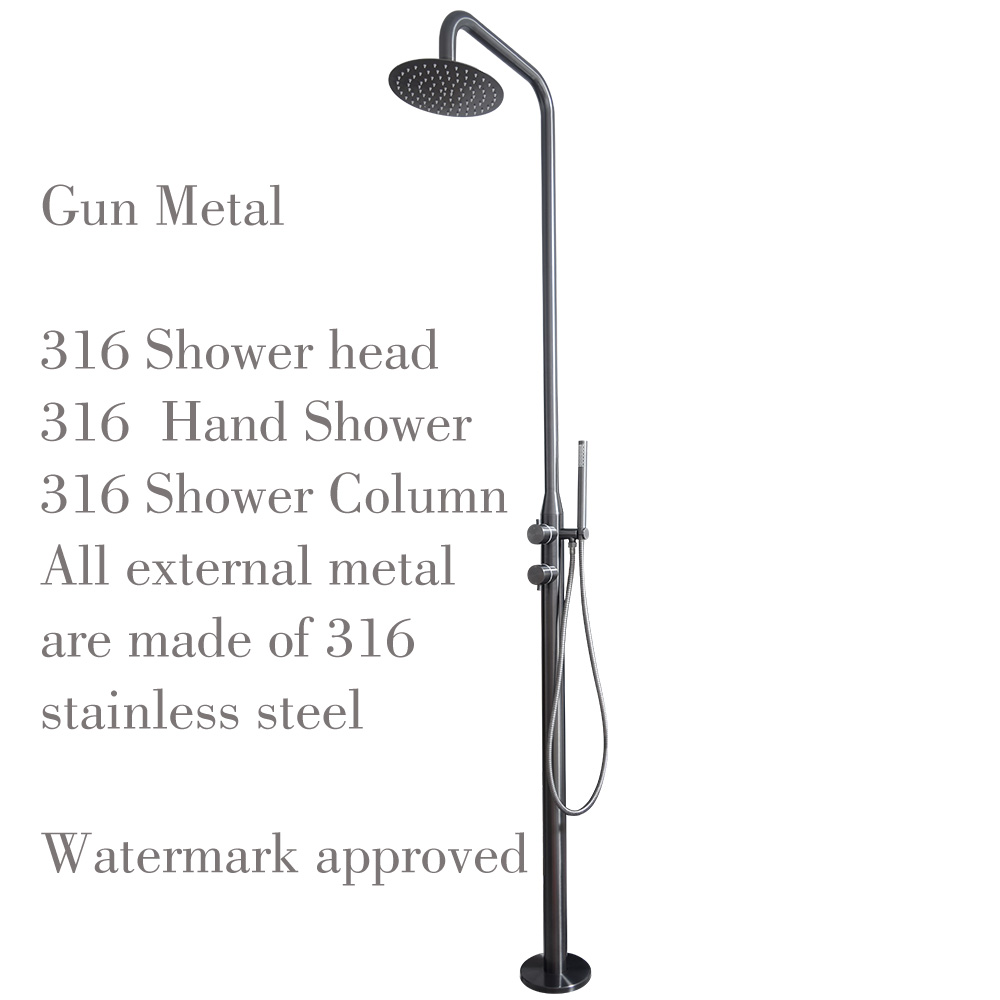 Sento luxury Marin grade 316 stainless steel outdoor shower faucet 2 in 1, Gun metal