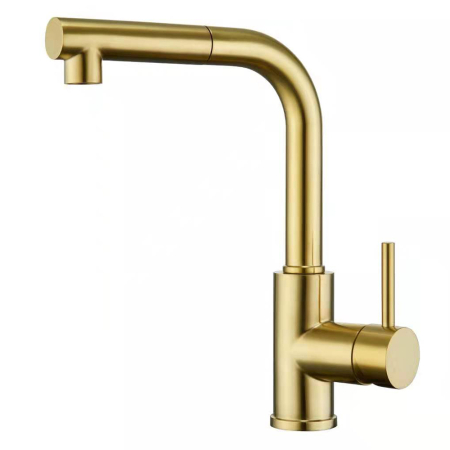 C-64 Sento Stainless steel pull out mono mixer tap, PVD Brushed gold