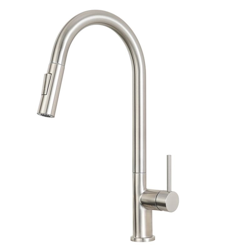 CS-121 Sleek Sento stainless steel pull out single lever tap,Brushed